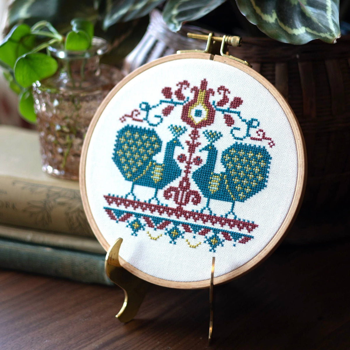 Vlachernai Peacocks Cross Stitch Hoop Kit - Shop at Persephone's Hearth