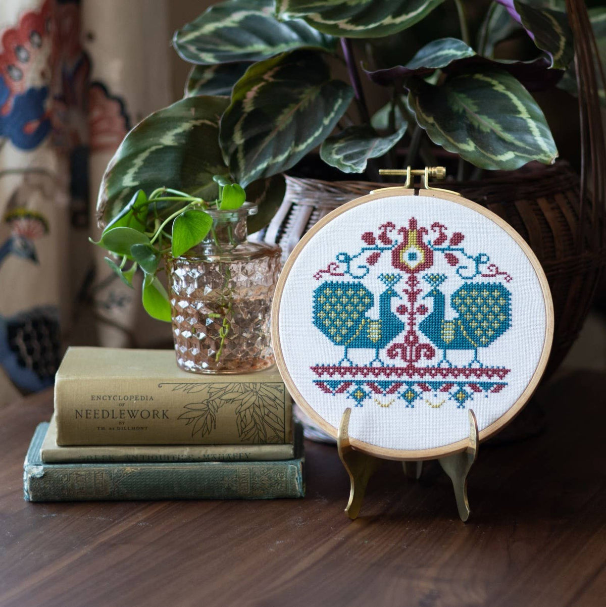 Vlachernai Peacocks Cross Stitch Hoop Kit - Shop at Persephone's Hearth
