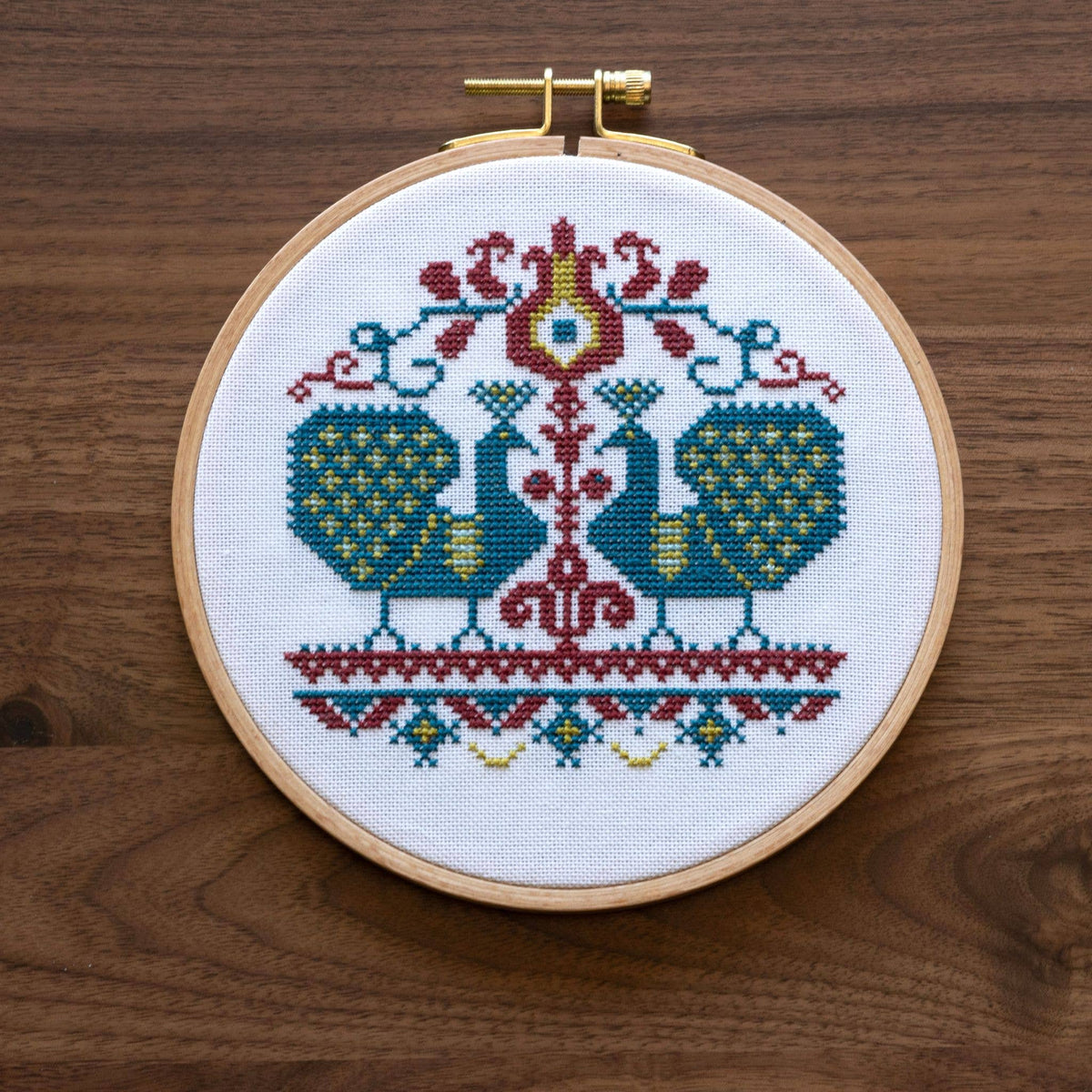 Vlachernai Peacocks Cross Stitch Hoop Kit - Shop at Persephone's Hearth
