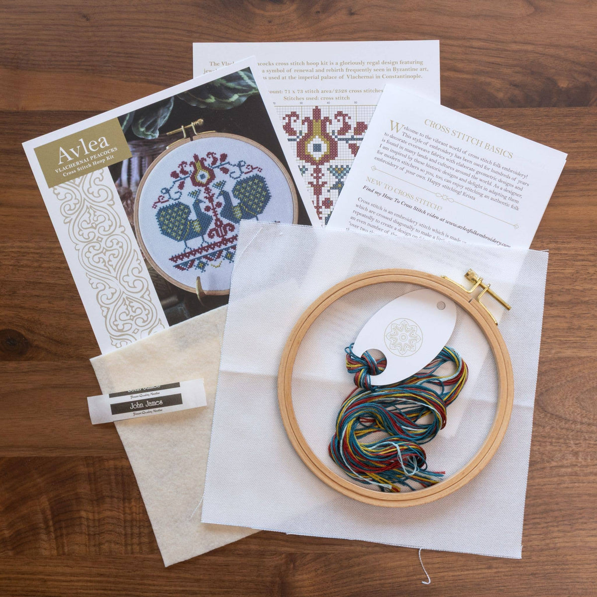 Vlachernai Peacocks Cross Stitch Hoop Kit - Shop at Persephone's Hearth