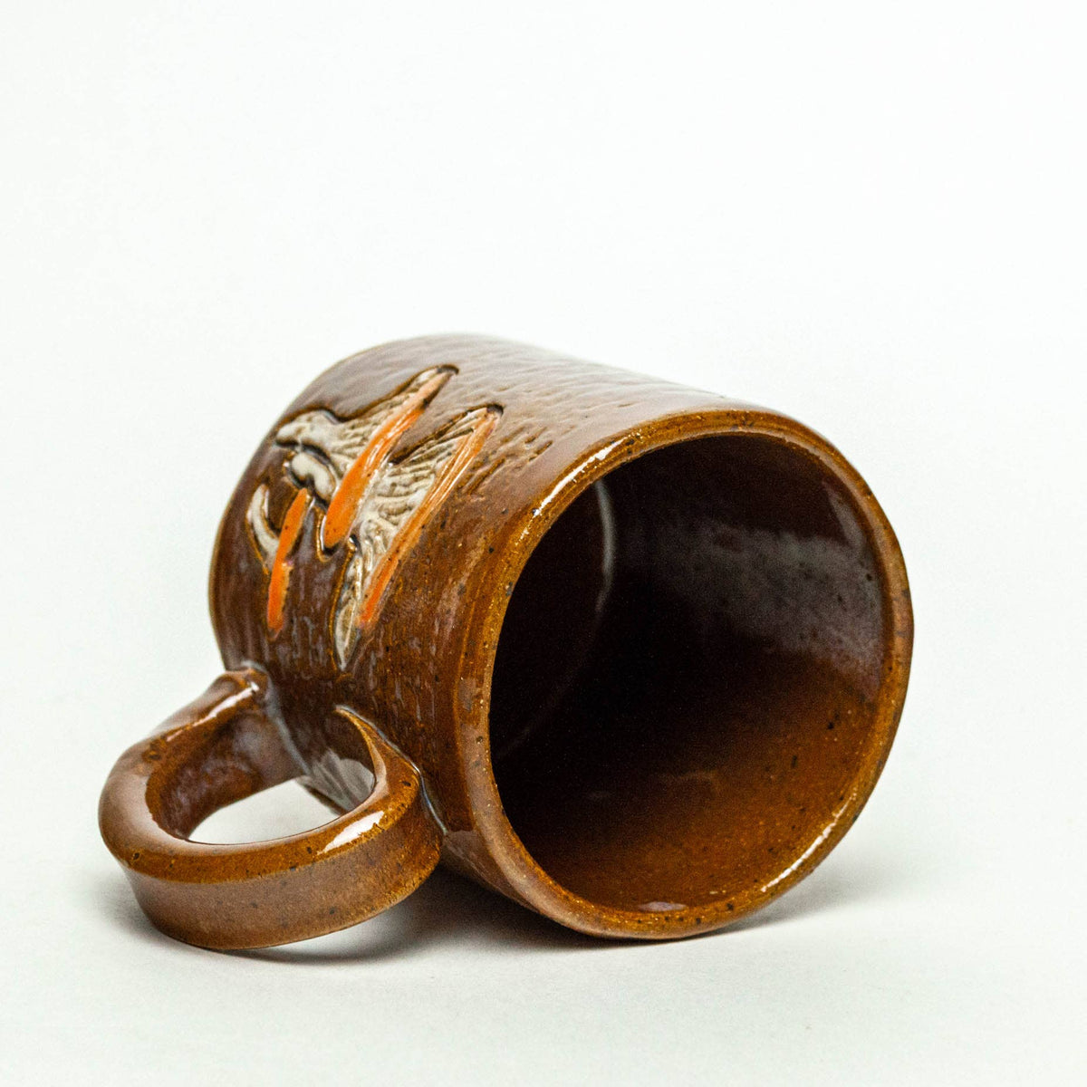 White Squirrel Clayworks Jack-O'-Lantern Mushroom Handmade in Ohio, Ceramic 10oz Mug