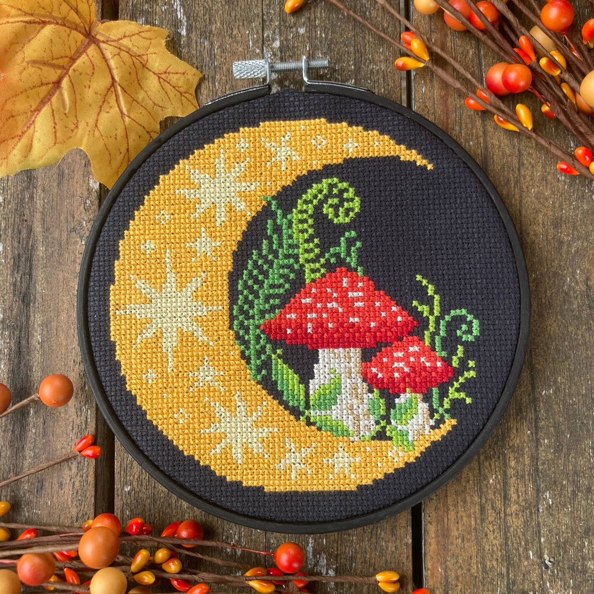 Woodland Moon Cross Stitch Kit (Hoop not included) - Shop at Persephone's Hearth