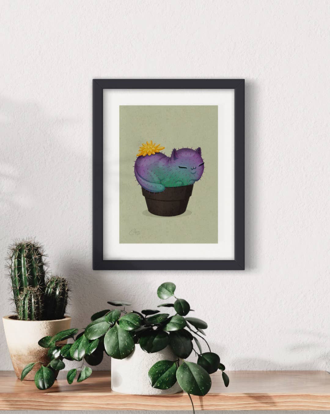 "Yellow Prickly Purr Catcus" Art Print, 7" x 5" - Shop at Persephone's Hearth